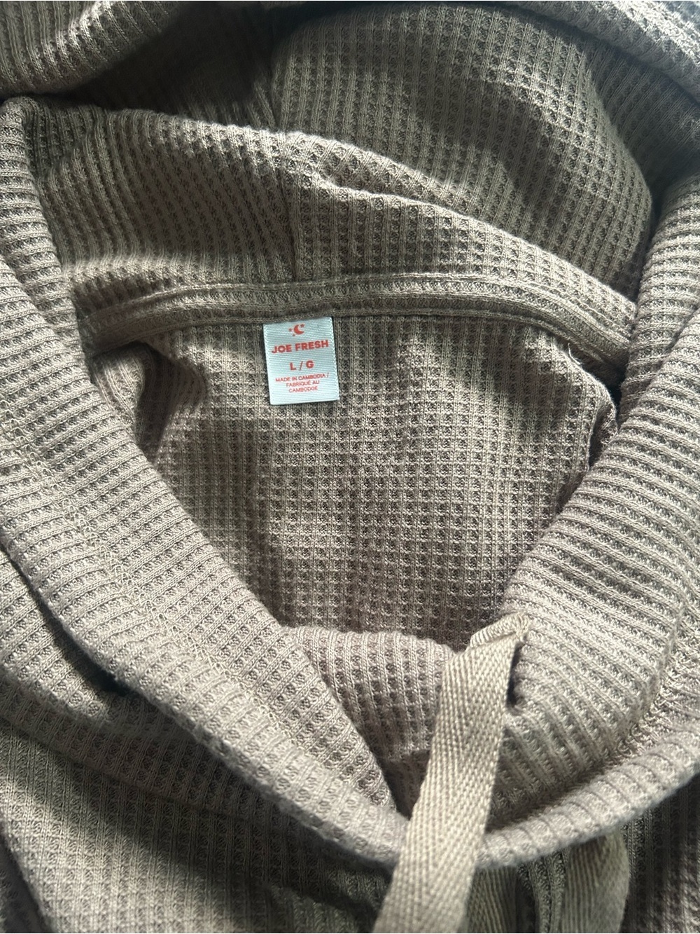 2pc Set Taupe Waffle Knit Lounge Set Cowl Neck & Joggers Women’s Size L - Picture 10 of 15